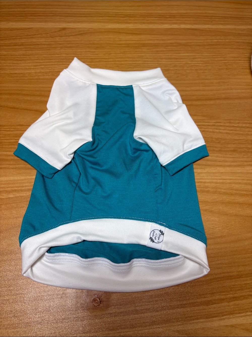 Dog Teal and White Short Sleeve Active Top